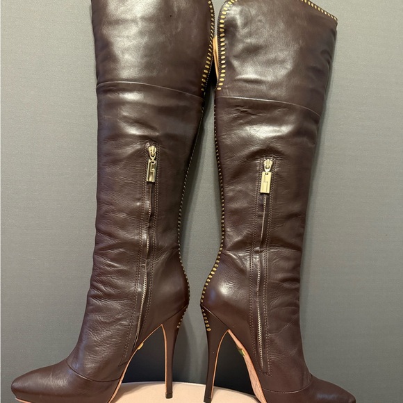 L.A.M.B. Dark Brown Leather Over the Knee Boots size 7.5 - Picture 2 of 9